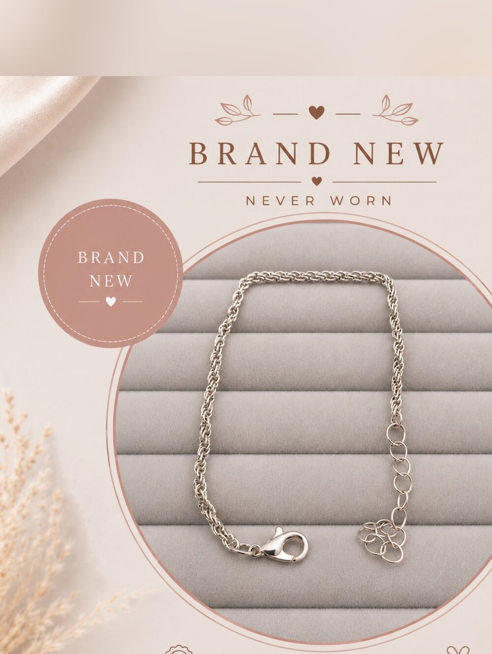 Sterling Silver Rope Chain Bracelet with Adjustable Loop and Lobster Clasp